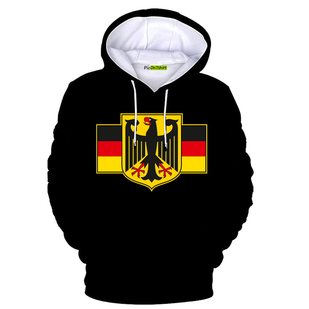 Vintage Germany Flag 100% Combed Cotton Heavyweight Men's Hoodie — Patriotic German Pride Pullover Sweatshirt