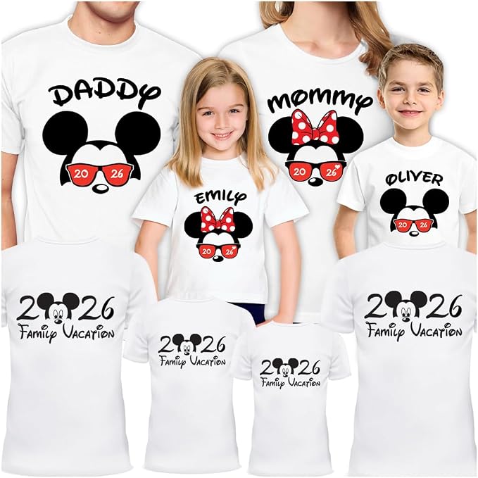 Matching T-Shirts for Family, Personalized Disney Shirts for Disneyland Trip Vacation Mickey 2026