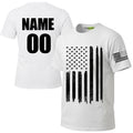 Custom American Flag T-Shirt for Men – Personalized Name & Number, 100% Cotton