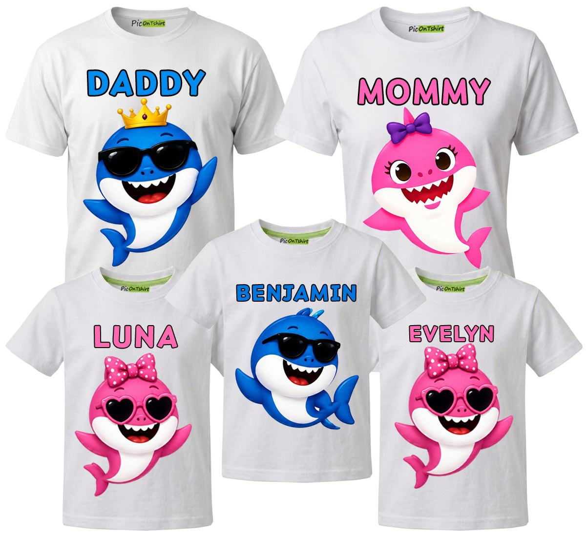 Baby Shark Matching Family Shirts | Personalized T-Shirts | PicOnTshirt