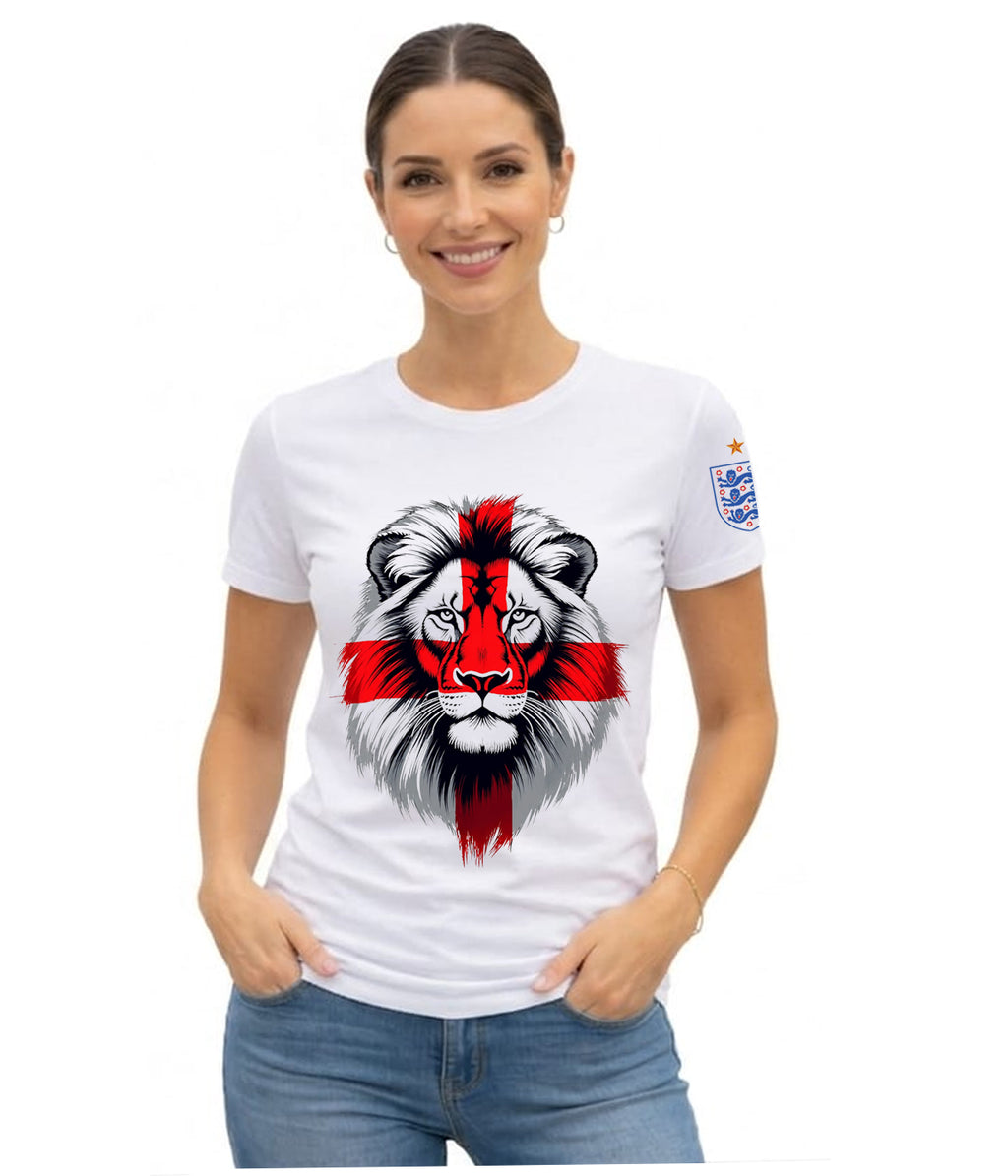 England flag and lion head graphic t-shirt for Women