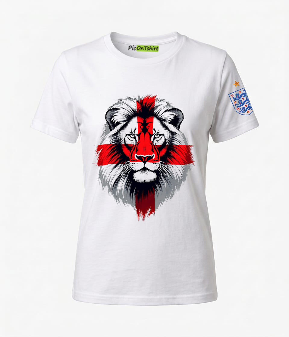 England flag and lion head graphic t-shirt for Women 3