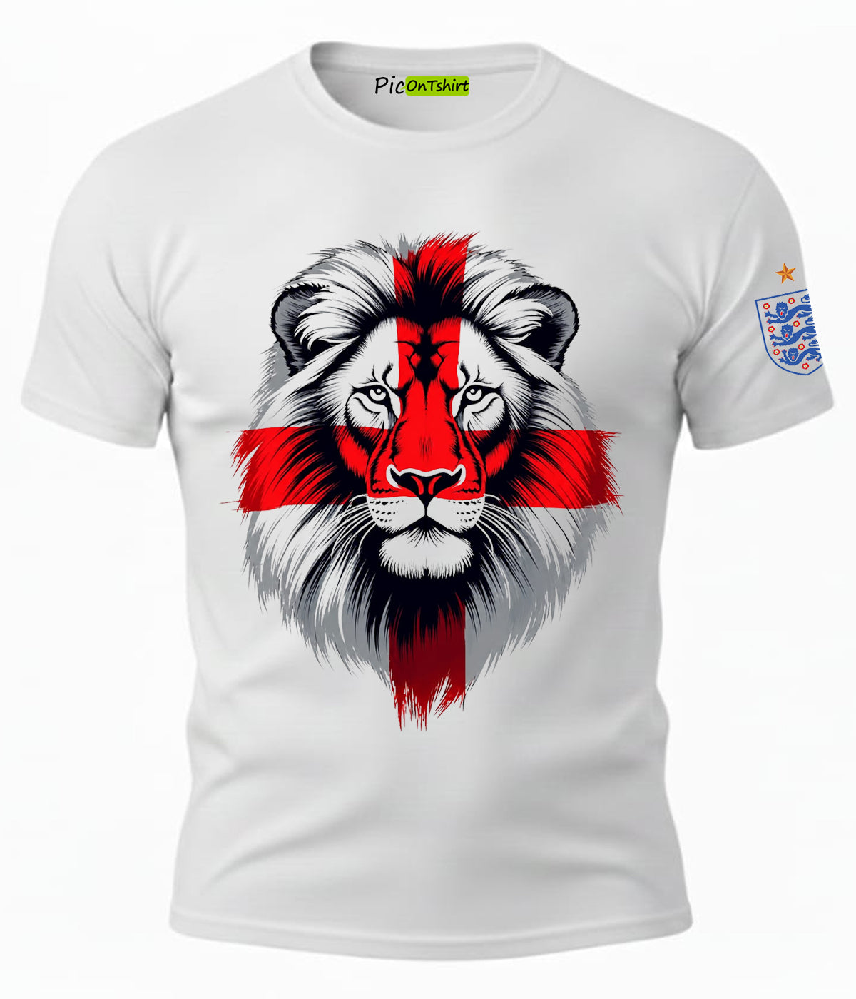 England flag and lion head graphic t-shirt for men