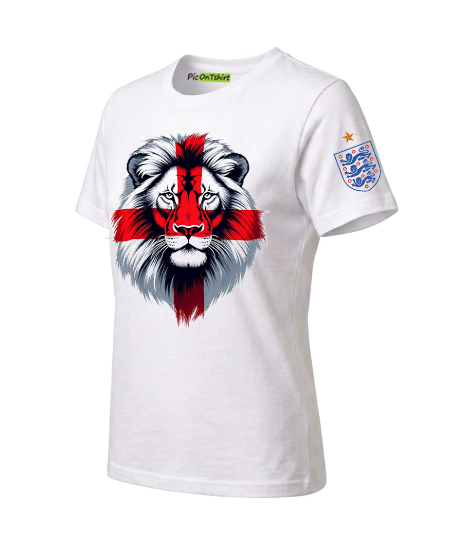 England flag and lion head graphic t-shirt for men 2