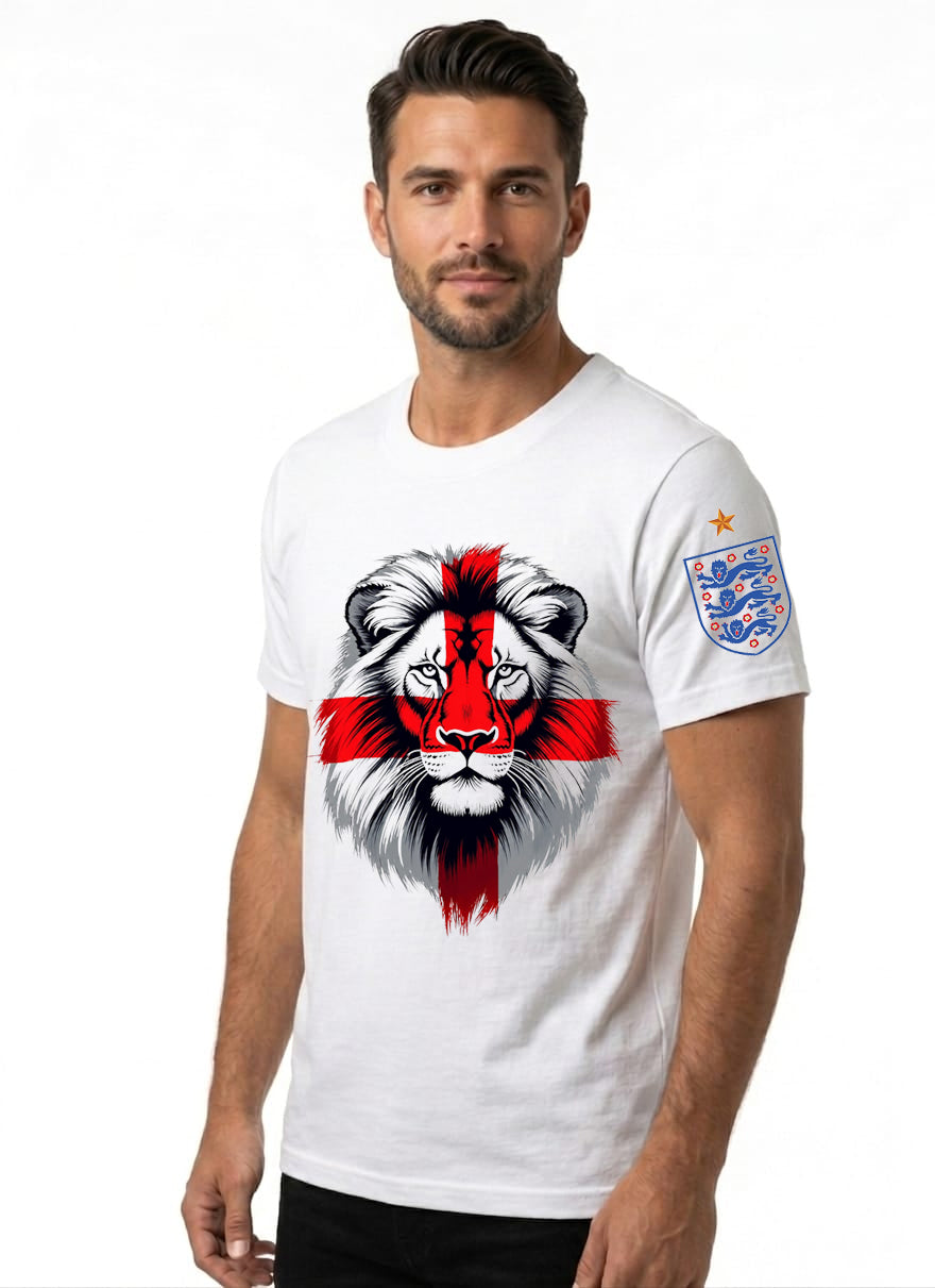 England flag and lion head graphic t-shirt for men 3