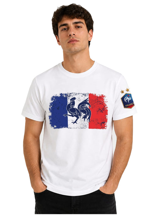 France flag t-shirt with 2 star FFF crest on sleeve for men 2
