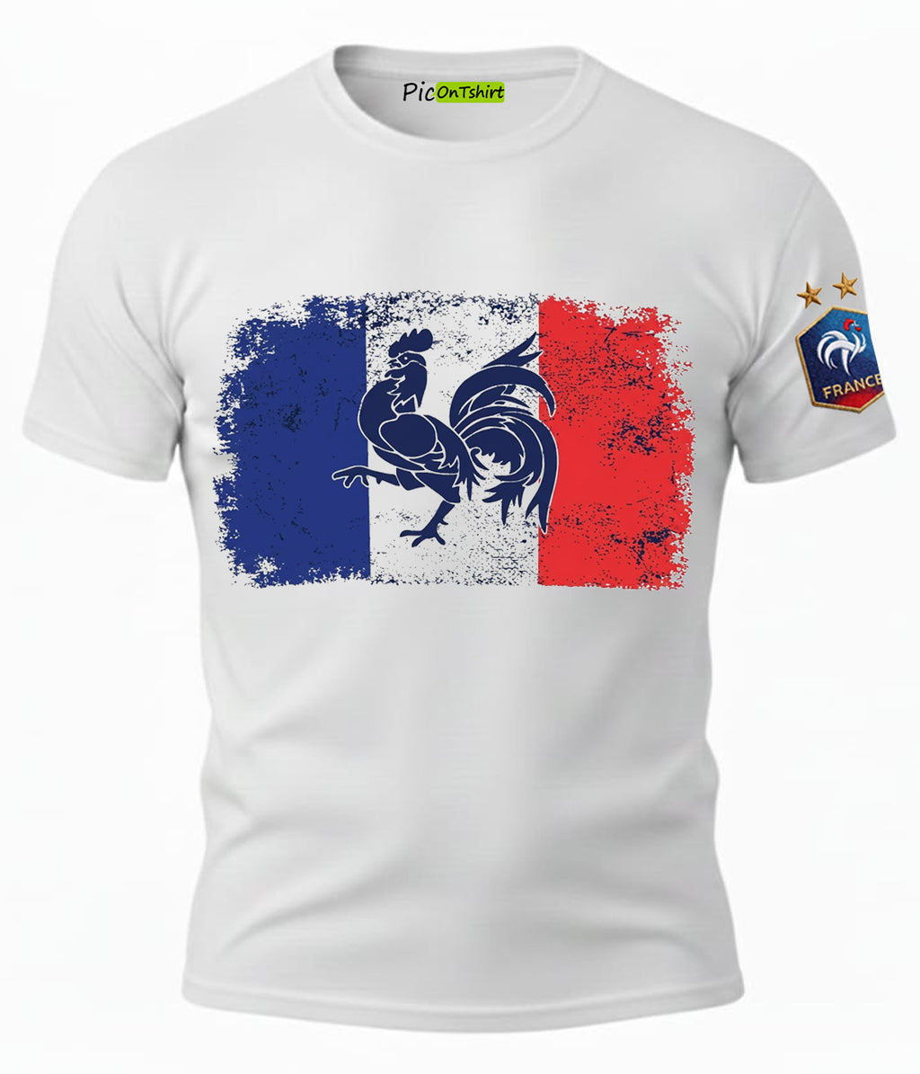 France flag t-shirt with 2 star FFF crest on sleeve for men 3