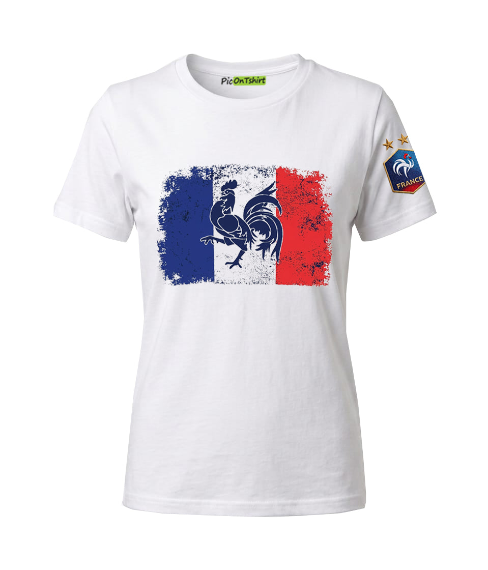 France flag t-shirt with 2 star FFF crest on sleeve for men 5