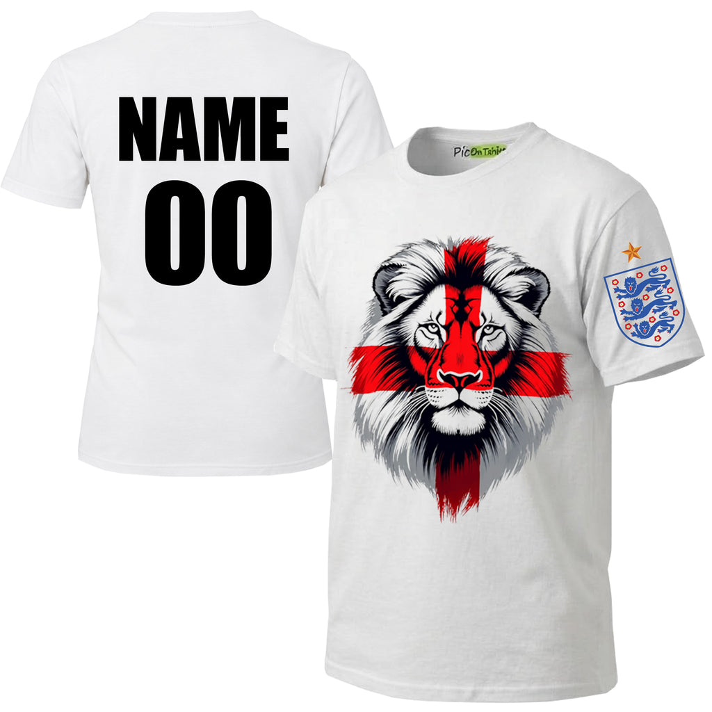 Custom England Flag T-Shirt for Men – Personalized Name & Number, 100% Cotton