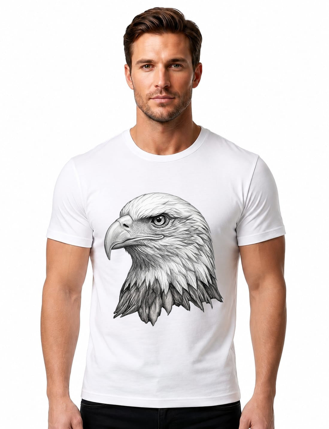 100% Cotton Graphic Tees Men 3D Bald Eagle T-Shirt, Graphic Shirt for Men, Gym Graphic Tee, Workout Fitness Streetwear
