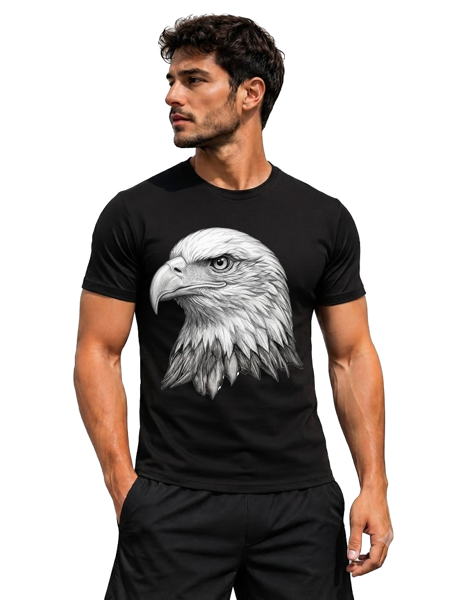 100% Cotton Graphic Tees Men 3D Bald Eagle T-Shirt, Graphic Shirt for Men, Gym Graphic Tee, Workout Fitness Streetwear