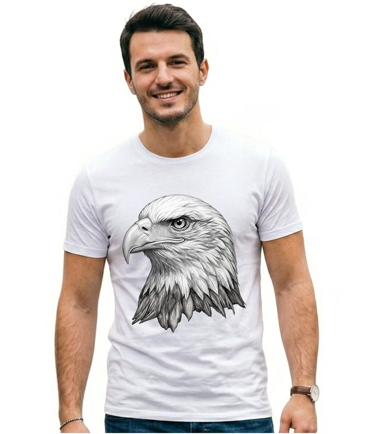 100% Cotton Graphic Tees Men 3D Bald Eagle T-Shirt, Graphic Shirt for Men, Gym Graphic Tee, Workout Fitness Streetwear