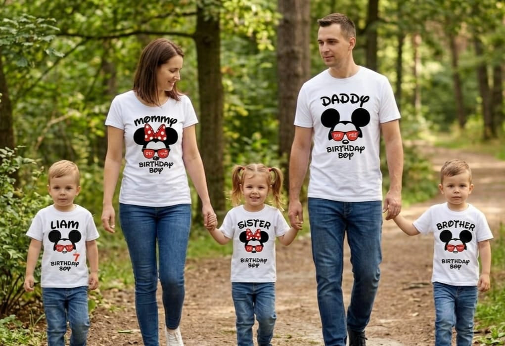 Matching Shirts for Family Birthday, Custom Disney Set T-Shirt for Birthday Trip Vacation 2026