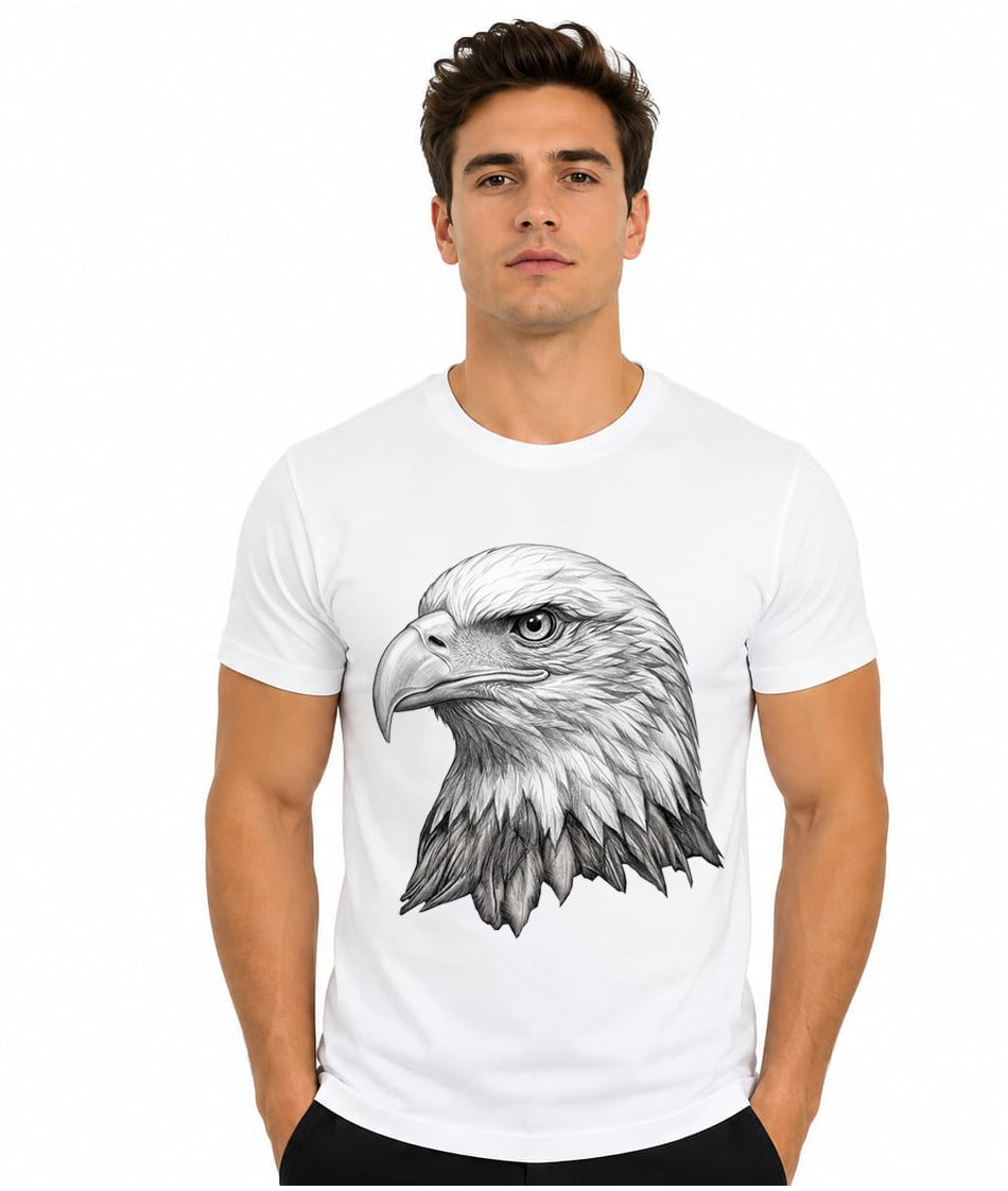 100% Cotton Graphic Tees Men 3D Bald Eagle T-Shirt, Graphic Shirt for Men, Gym Graphic Tee, Workout Fitness Streetwear
