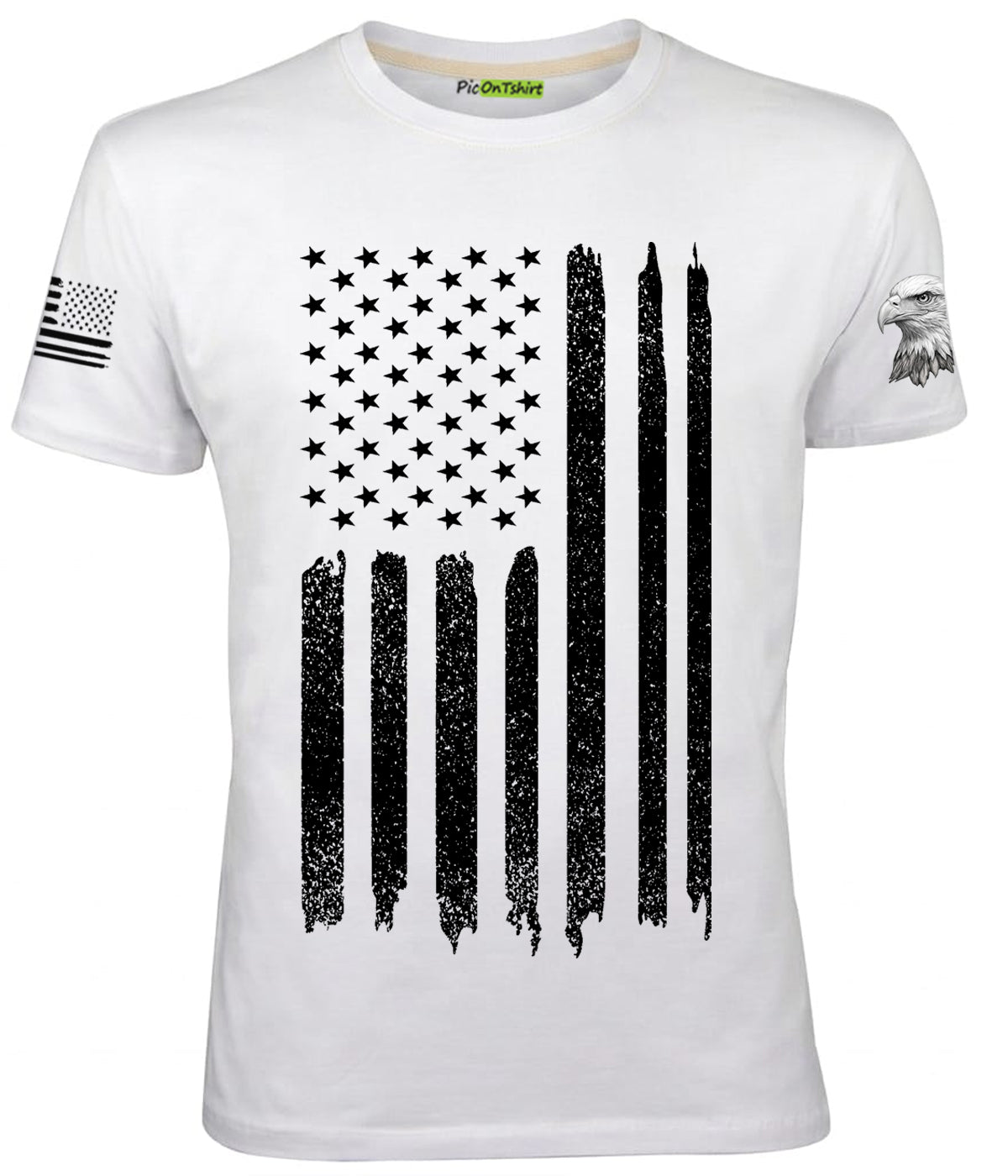 White American flag and 3D eagle sleeve t-shirt for men 2