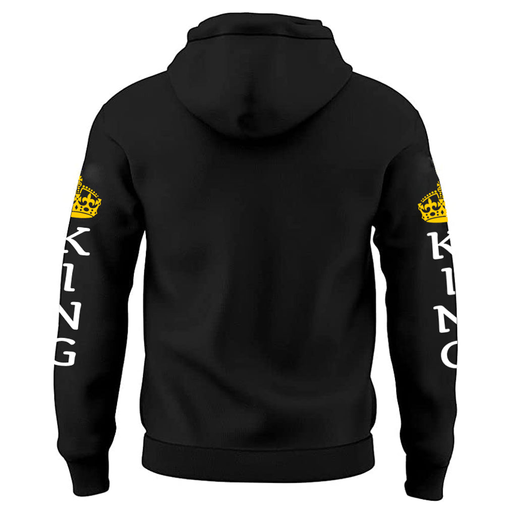 Matching "King" 100% Combed Cotton Heavyweight Men's Hoodie — King & Queen Couple Pullover