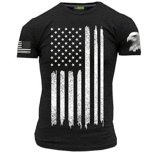 black American flag and 3D eagle sleeve t-shirt for men