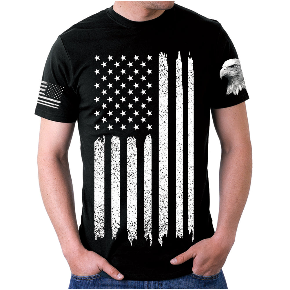 black American flag and 3D eagle sleeve t-shirt for men 2