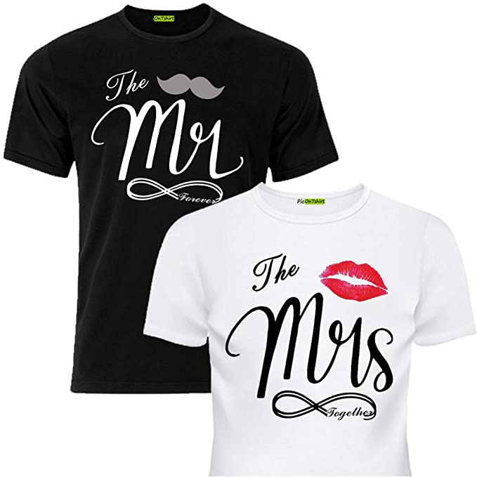 funny Mr and Mrs matching couple t-shirts set