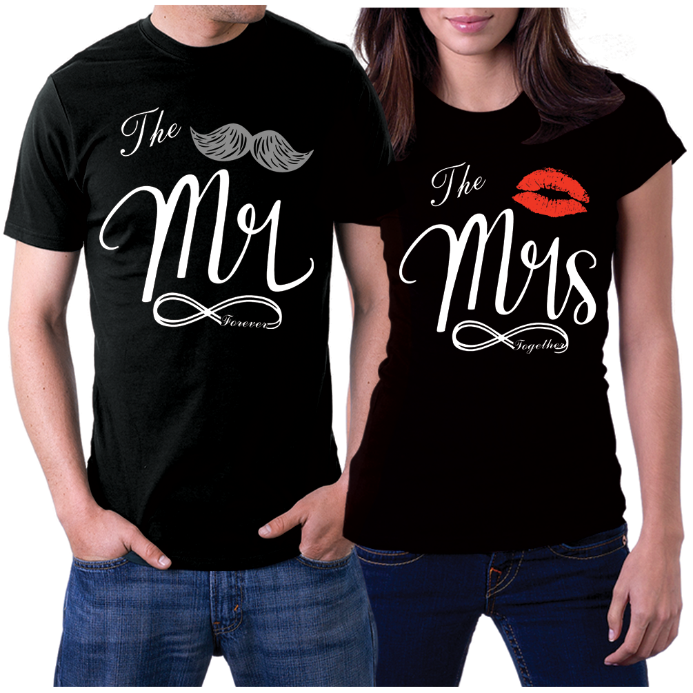 funny Mr and Mrs matching shirts for set