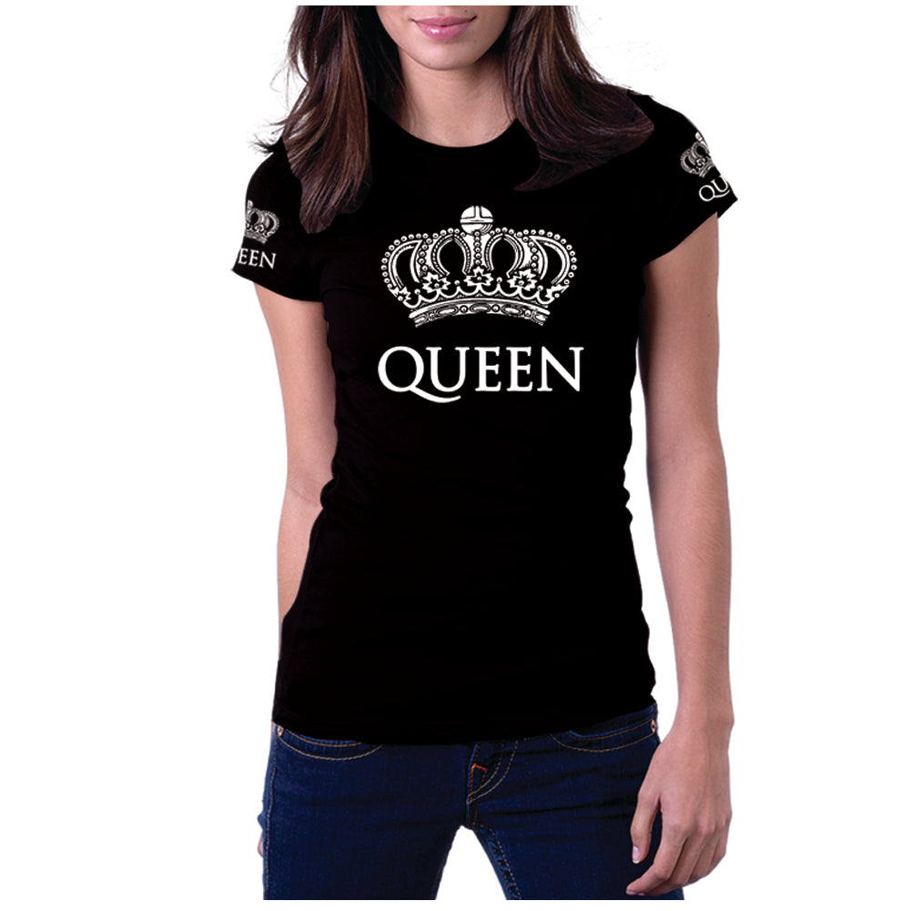 matching King and Queen couple t-shirts in black and white 6