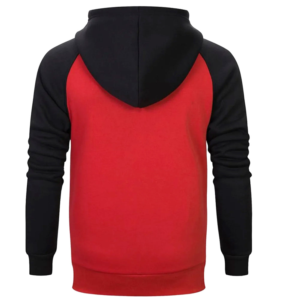 Matching King Queen Two-Tone 100% Combed Cotton Heavyweight Men's Hoodie — Red & Black Couple Pullover