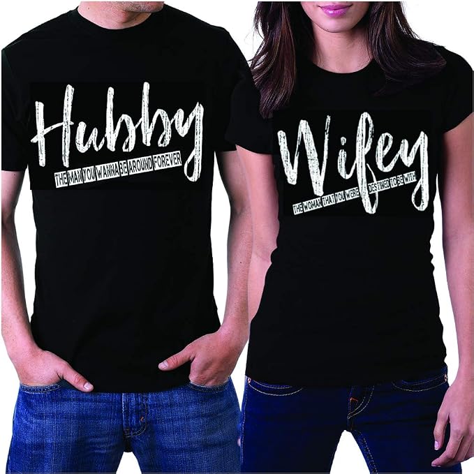 matching shirts for couples Hubby and Wifey t-shirts