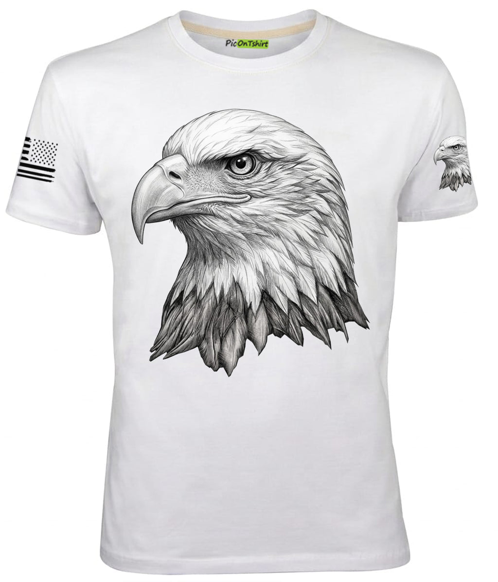 white American flag and 3D eagle t-shirt for men