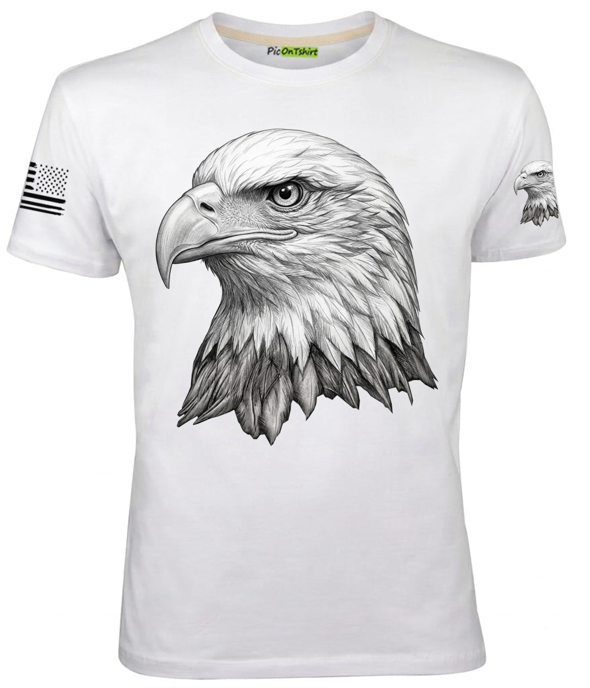 white American flag and 3D eagle t-shirt for men